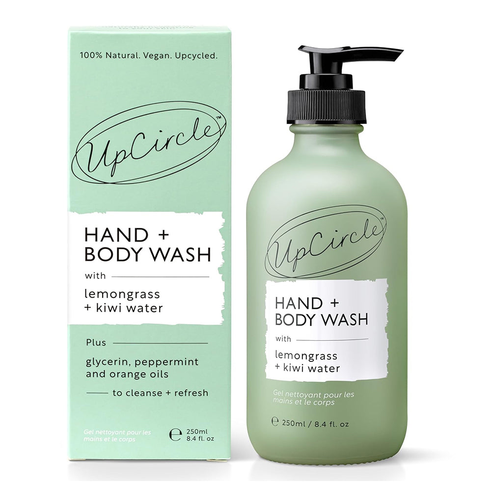 UpCircle Hand + Body Wash with Lemongrass and Kiwi Water for Soothing and Protecting 8.45Oz (250ml)